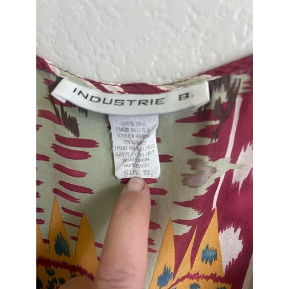 Silk Swim Cover Up Colorful Ethnic Tribal Boho Size 3X Tie Waist - Picture 8 of 8